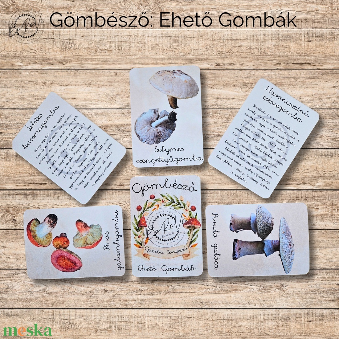 Gömbésző: Ehető Gombák Ismeretterjesztő kártyacsomagok - játék & sport - táblajáték és kártyajáték - kártya - Meska.hu