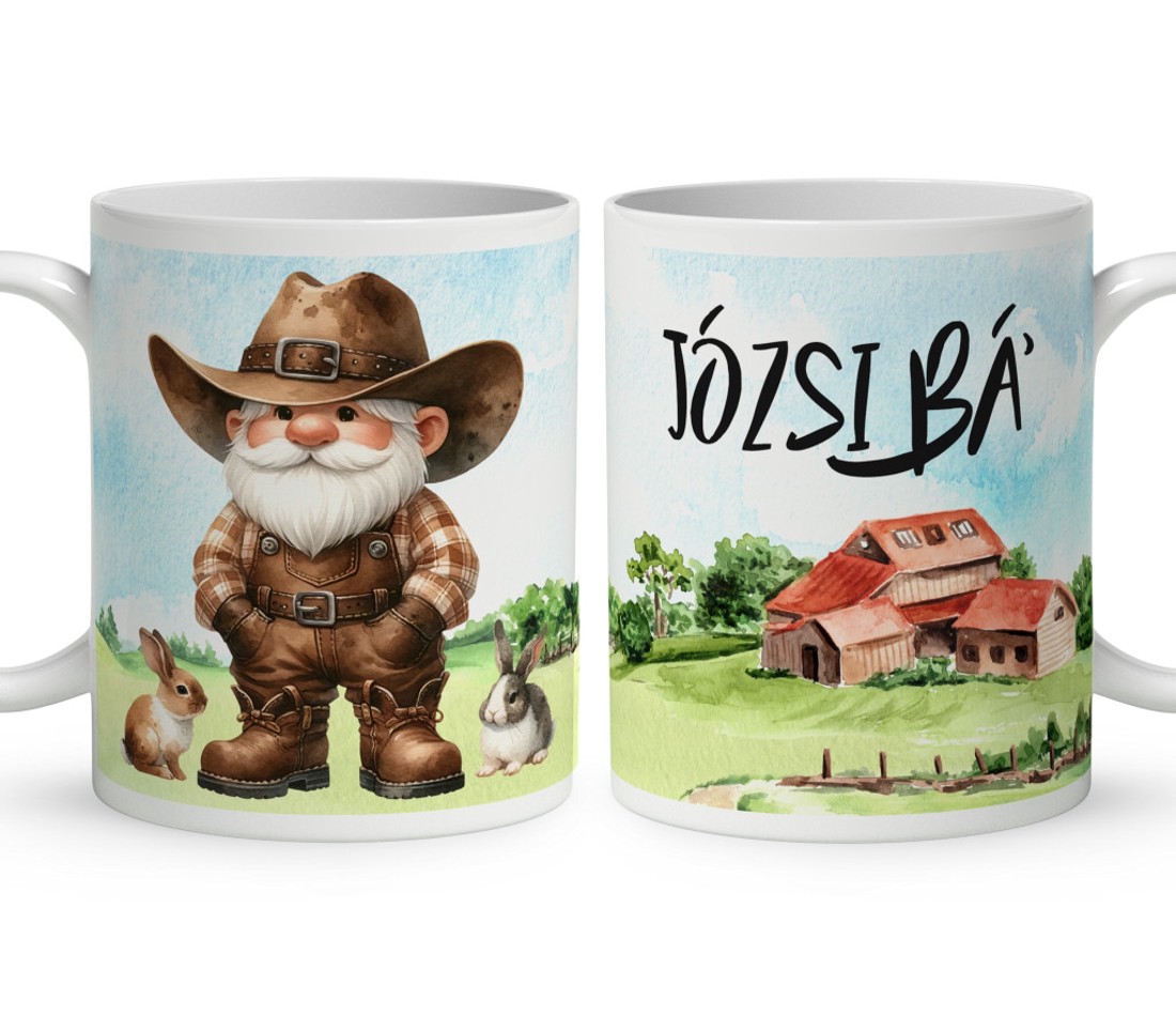 Névvel kérhető - Gazda manó nyuszikkal mintás bögre - otthon & életmód - konyhafelszerelés, tálalás - tálalás - bögre & csésze - Meska.hu