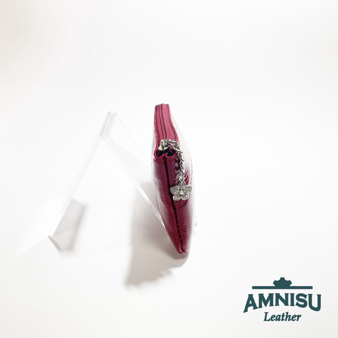 Piros gyűrt lakk ívelt egy cipzáras kulcstartó C5009 - táska & tok - kulcstartó & táskadísz - kulcstartó - Meska.hu