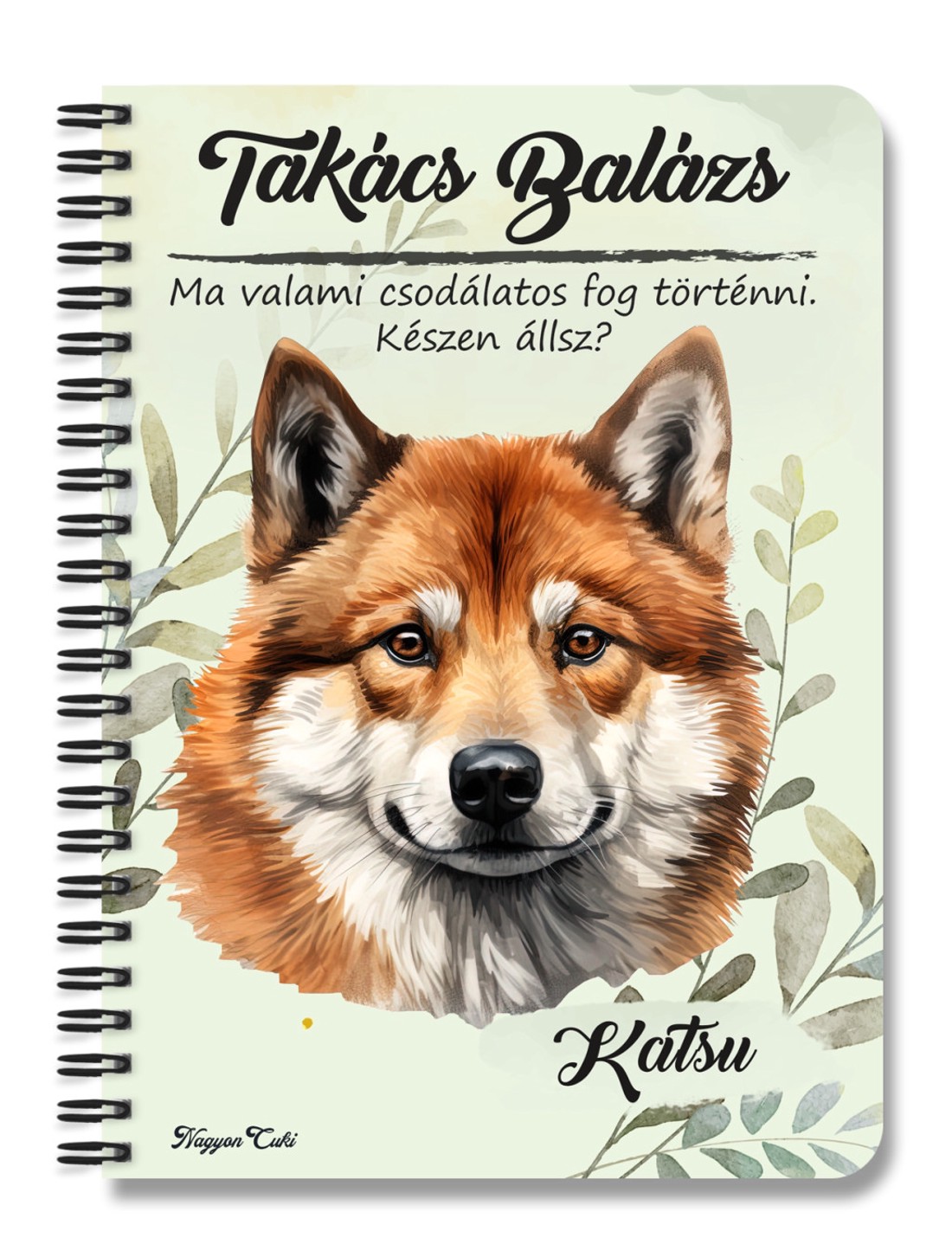 Személyre szabható - Vörös Akita portré mintás A5-ös füzet - otthon & életmód - papír, írószer - jegyzetfüzet & napló - Meska.hu
