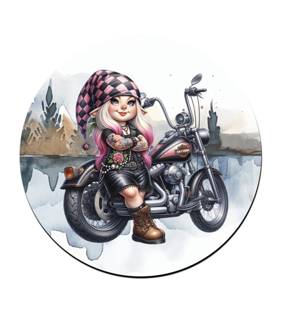 Várok Rád - Motoros manó lány mintás bögre alátét -  - Meska.hu