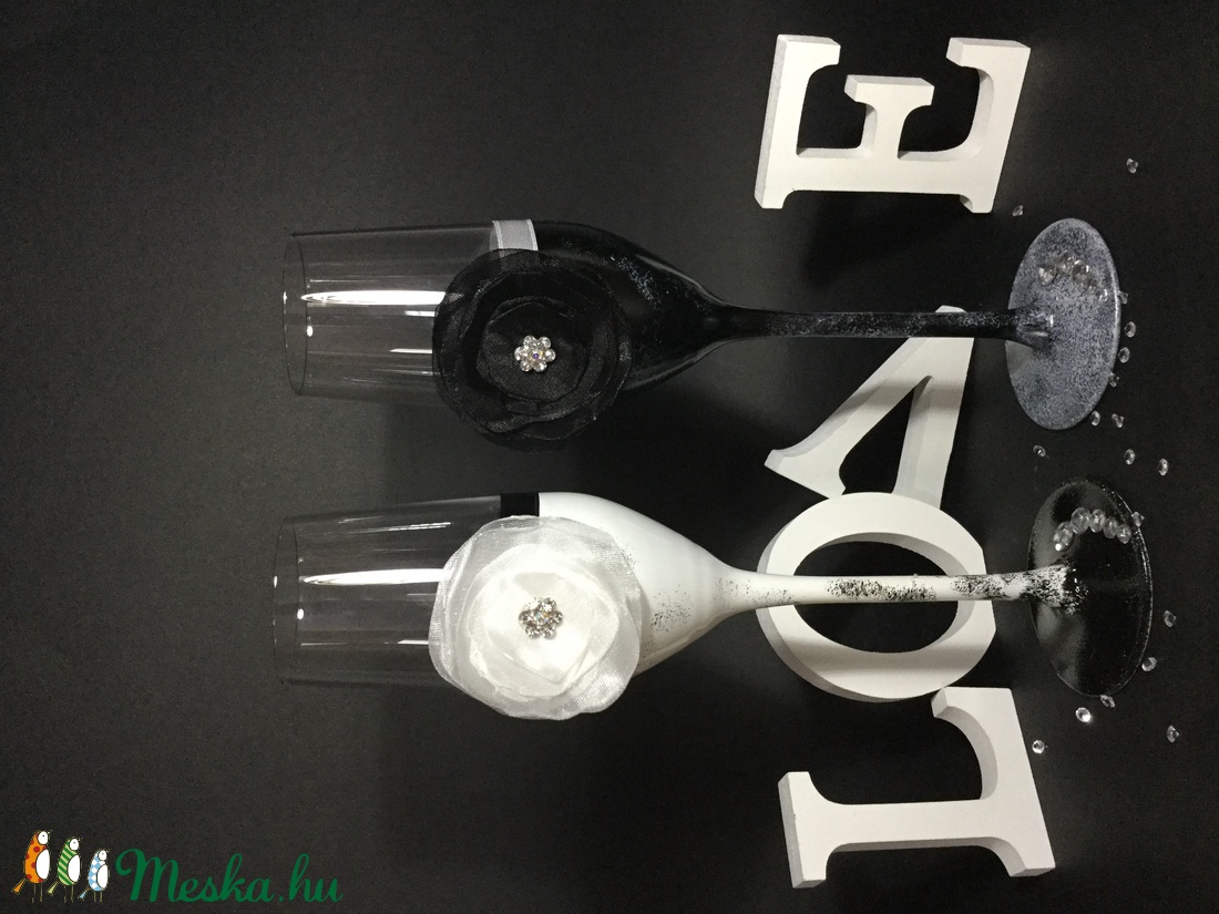 Kristály rózsa pezsgős pohár pár 1. -  - Meska.hu