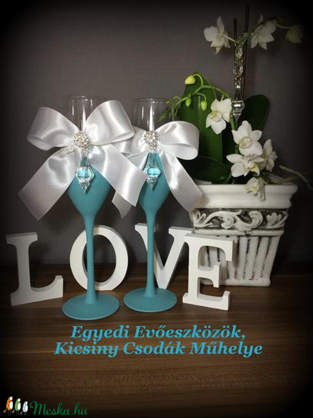 Kristály rózsa pezsgős pohár pár 1. -  - Meska.hu