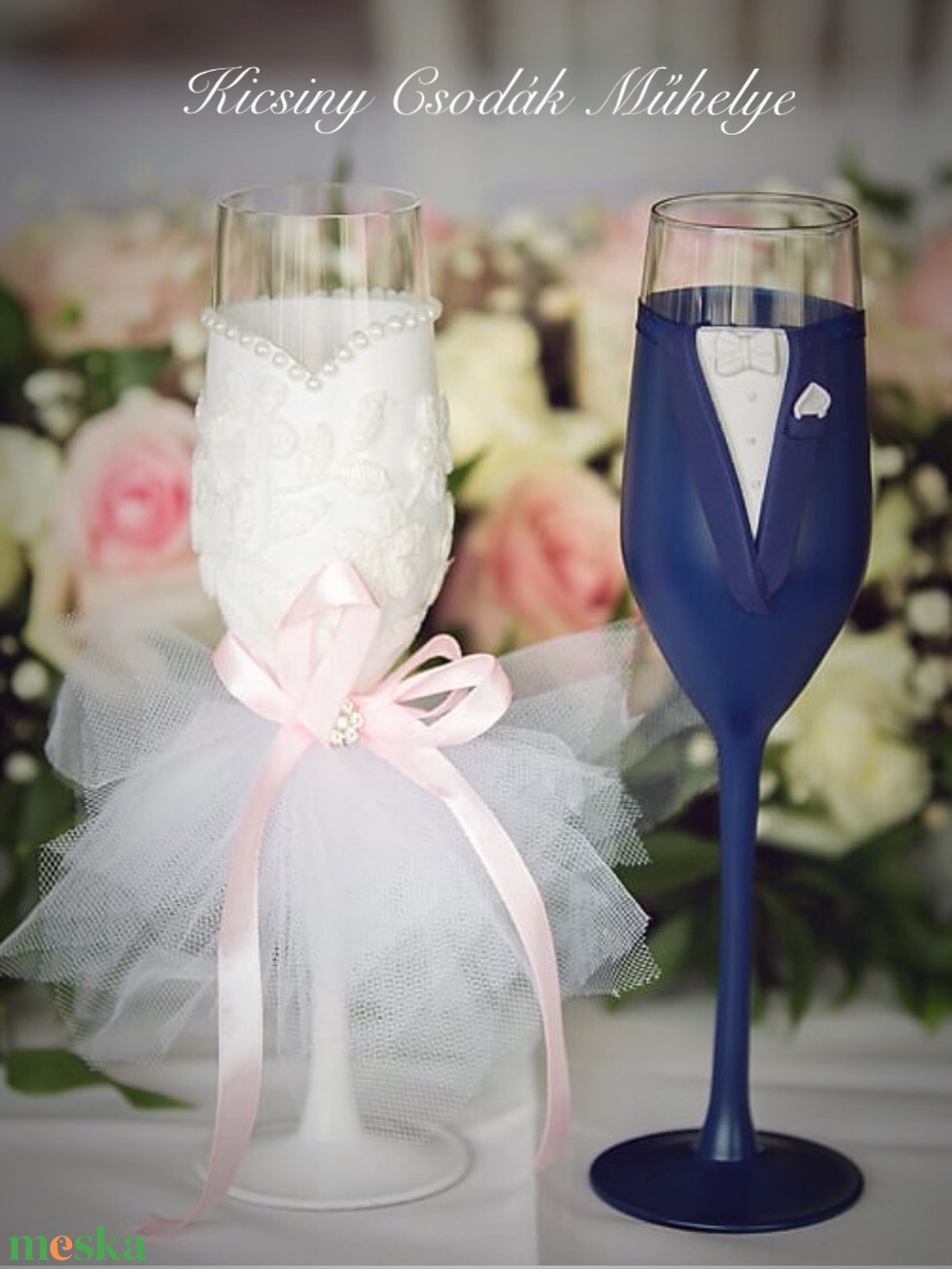 Szerelem esküvői pohár pár - esküvő - dekoráció - tálalás - Meska.hu