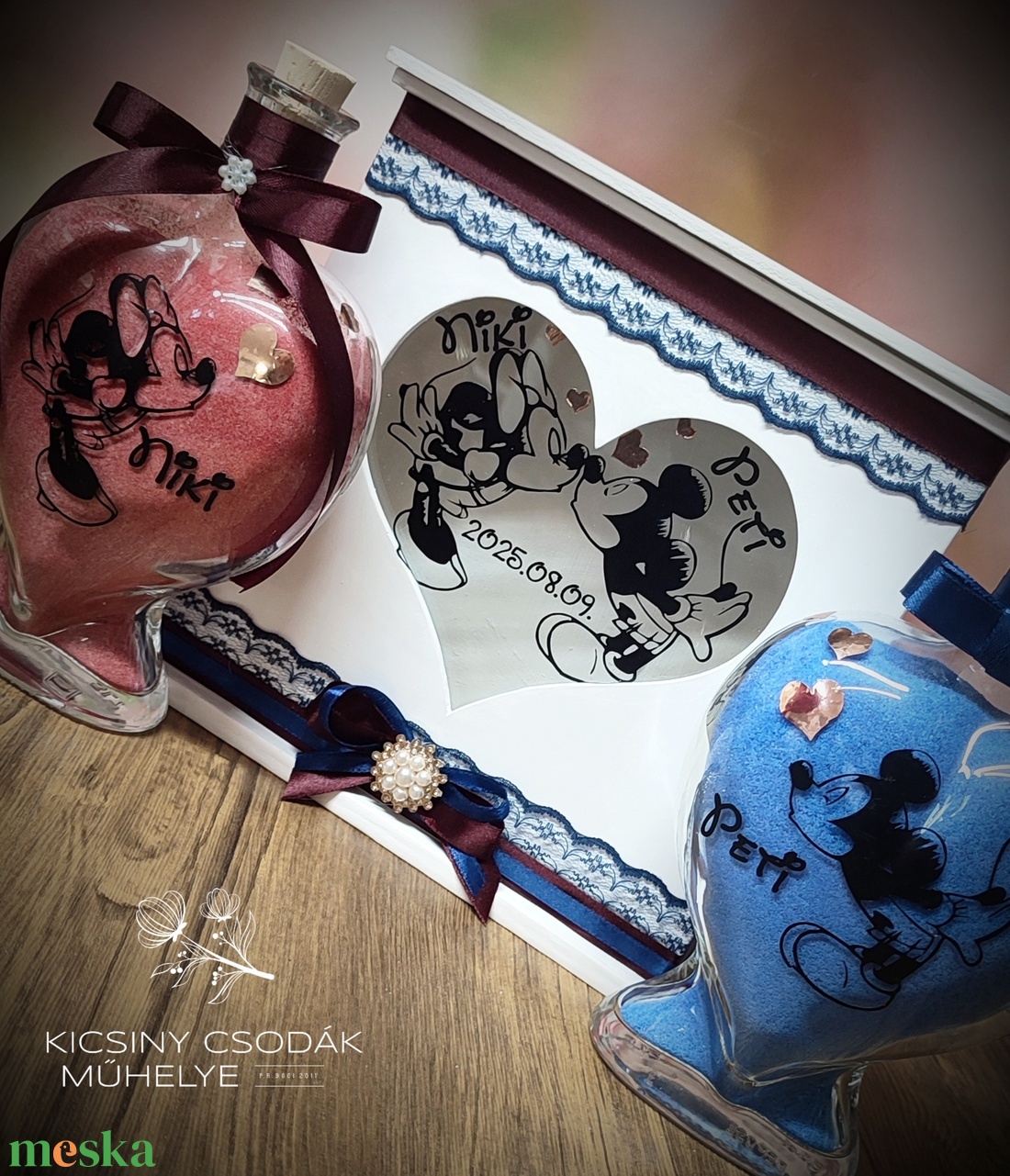 Mickey and Minnie esküvői homoköntő szett, homokceremóniához. - esküvő - emlék & ajándék - nászajándék - ceremónia szett - Meska.hu