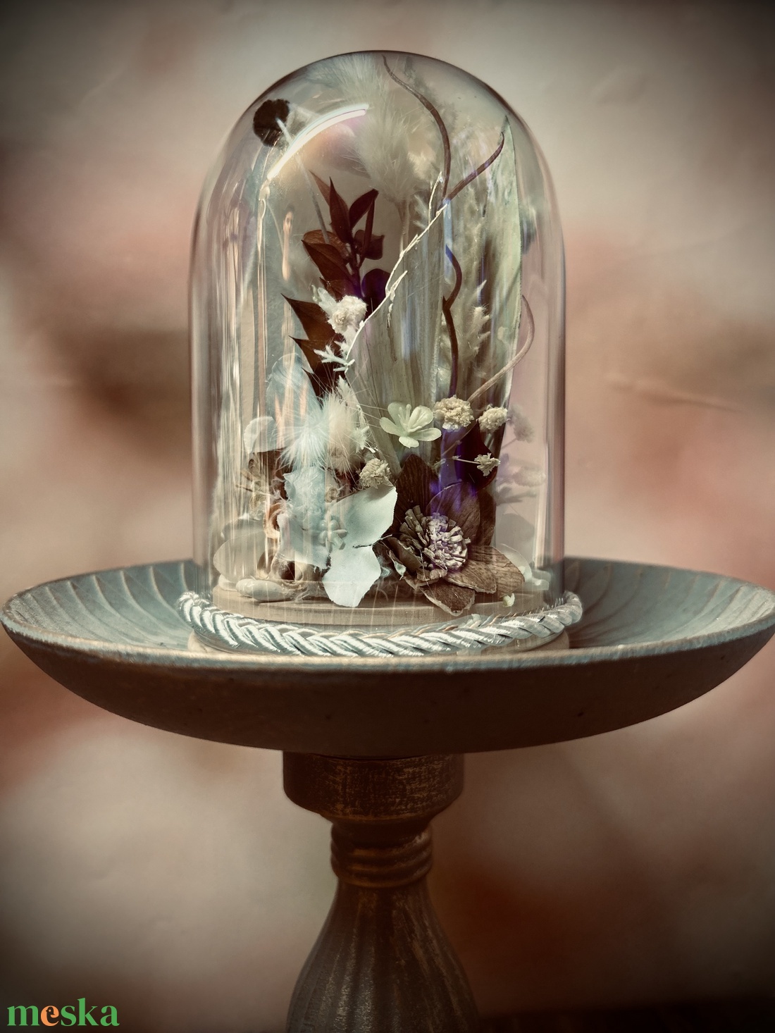     Örök pillanat � idézetes virágkompozíció üvegbúrában - otthon & életmód - virágdekoráció - virágok - virágbox - Meska.hu