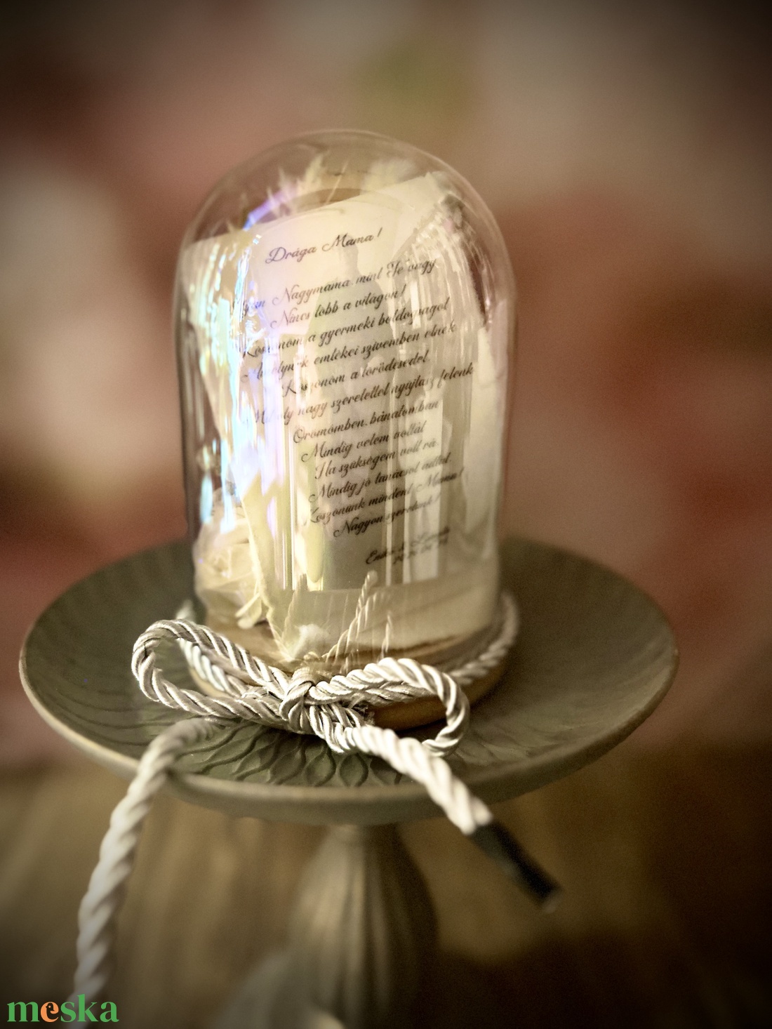     Örök pillanat � idézetes virágkompozíció üvegbúrában - otthon & életmód - virágdekoráció - virágok - virágbox - Meska.hu