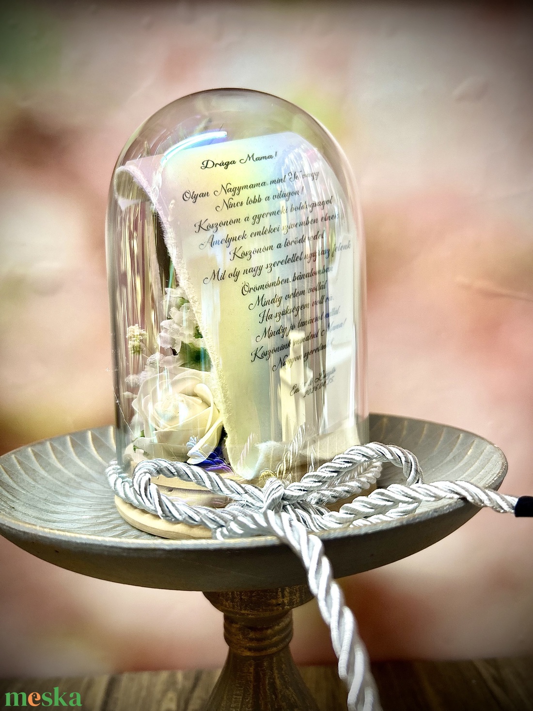     Örök pillanat � idézetes virágkompozíció üvegbúrában - otthon & életmód - virágdekoráció - virágok - virágbox - Meska.hu