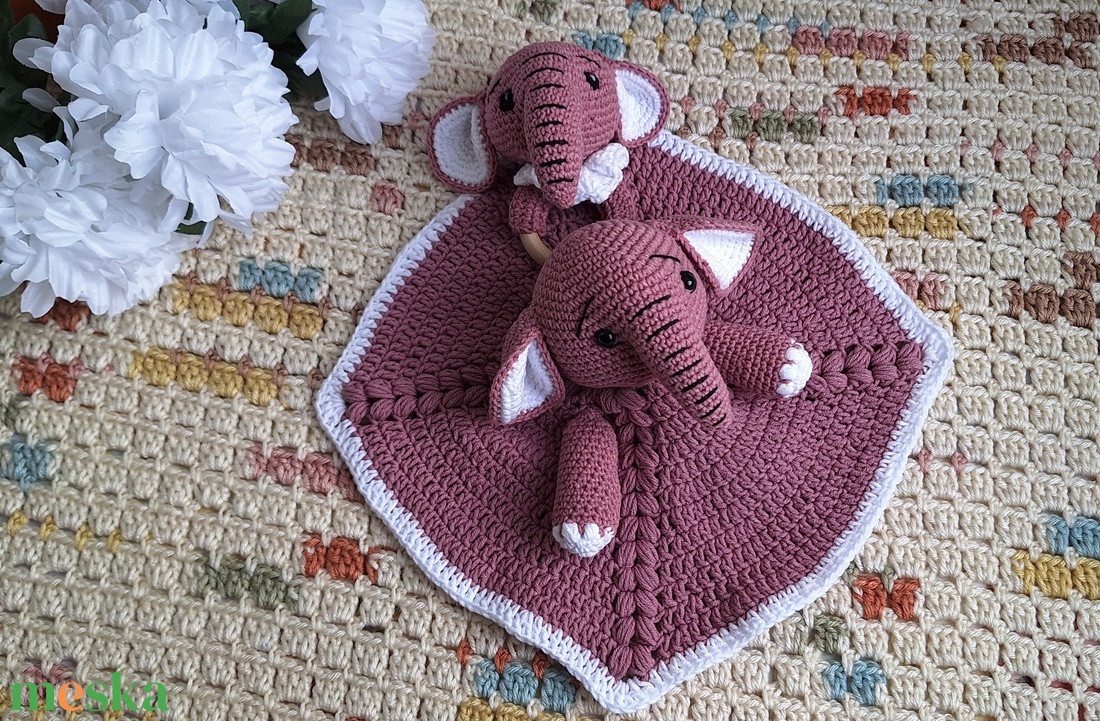 Mályva elefánt szundikendő és rágókával - baba - mama - baba játékok - szundikendő, alvóka - Meska.hu