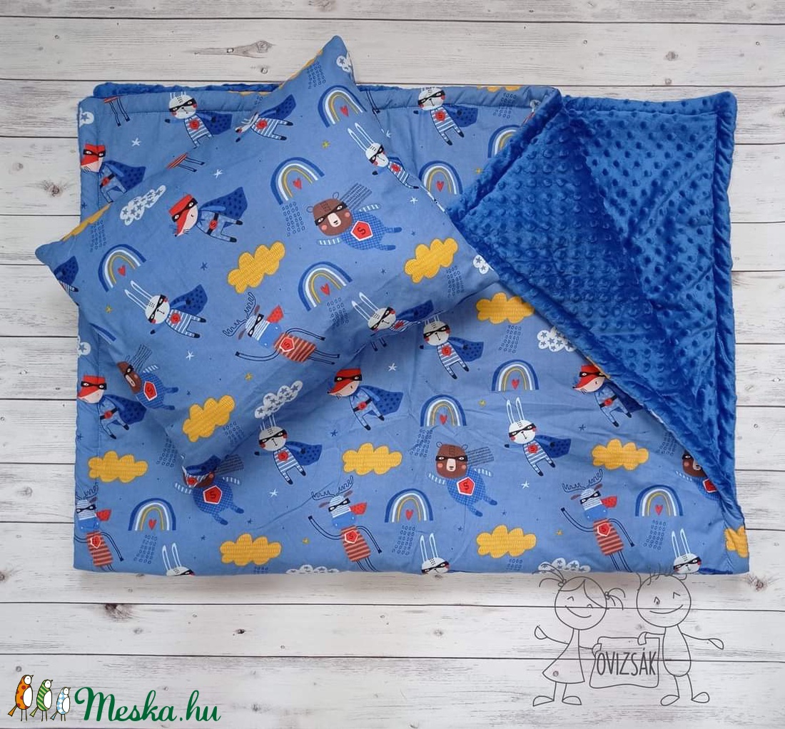 Szuperhős állatos ovis / gyerek ágynemű - takaró és kispárna szett - játék & sport - ovis felszerelés - ovis szett - Meska.hu