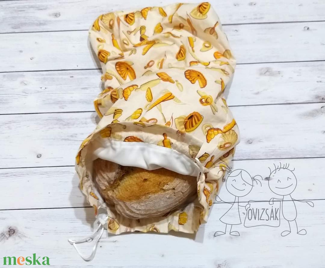 Kenyeres zsák - péksüti mintával - táska & tok - bevásárlás & shopper táska - kenyeres zsák - Meska.hu