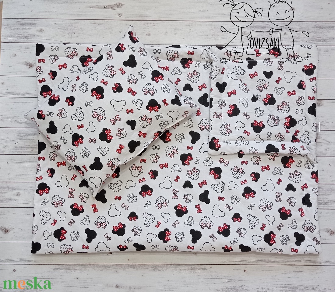 Minnie egér mintás ovis vagy kisgyermek ágynemű + ovizsák tornazsák szett + derékalj - játék & sport - ovis felszerelés - ovis szett - Meska.hu