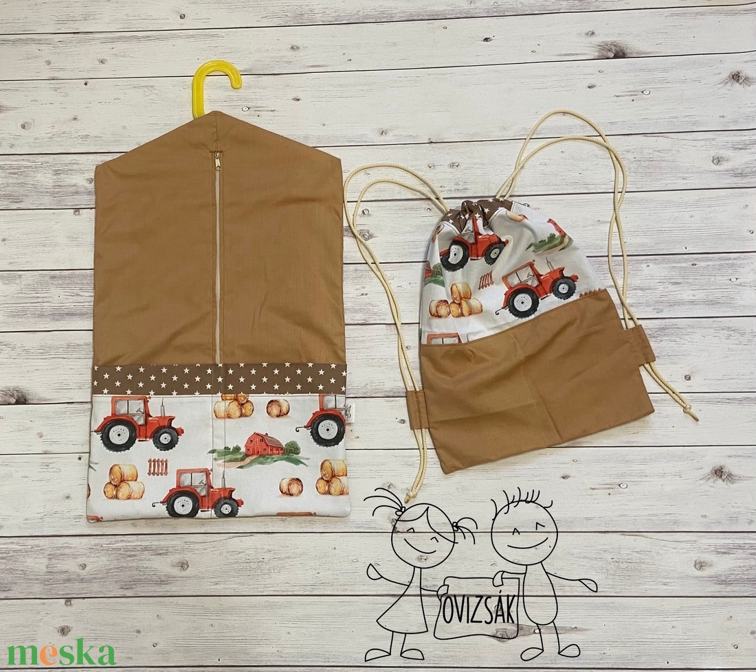 Traktor mintás ovizsák és tornazsák szett - játék & sport - ovis felszerelés - ovis zsák - Meska.hu