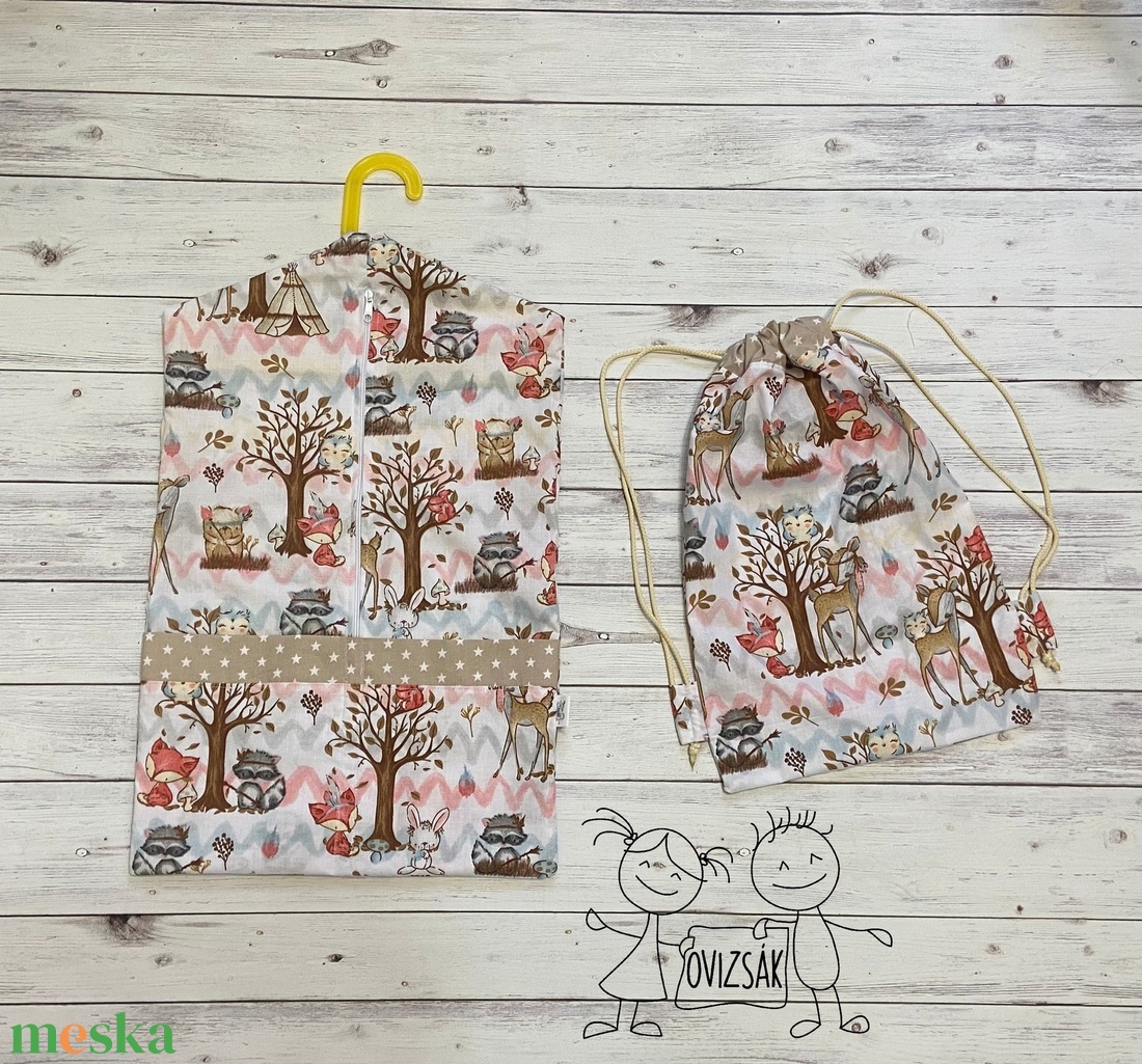 Erdei állatos ovis vagy kisgyermek ágynemű szett + ovizsák tornazsák szett + derékalj  - játék & sport - ovis felszerelés - ovis szett - Meska.hu