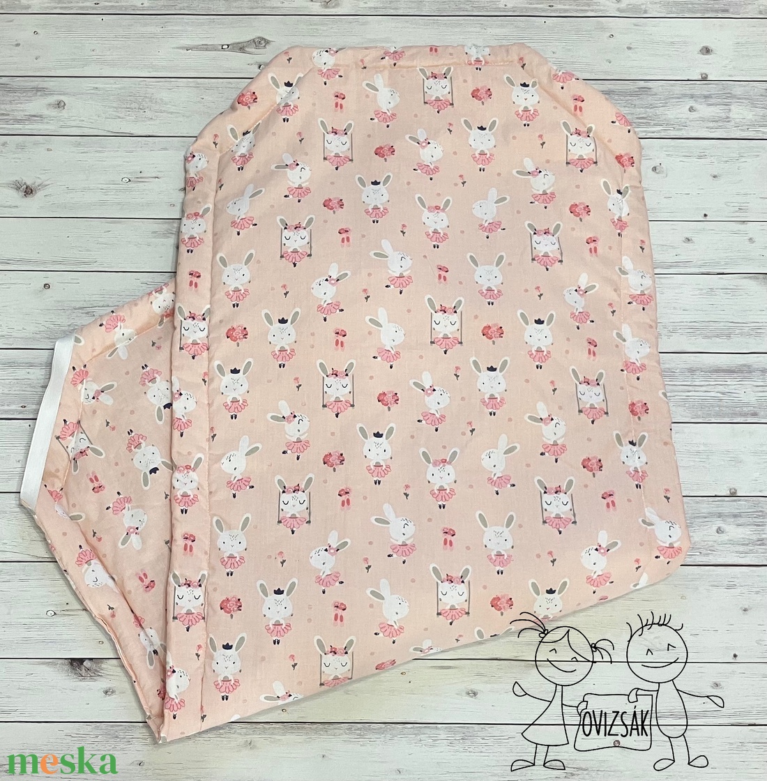 Nyuszi mintás ovis vagy kisgyermek ágynemű szett (minkys) + ovizsák tornazsák szett + derékalj - játék & sport - ovis felszerelés - ovis szett - Meska.hu