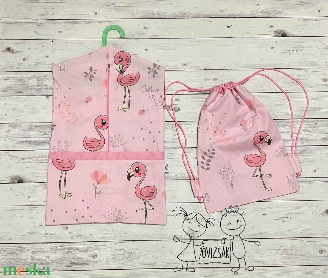 Flamingó mintás ovizsák és tornazsák szett - játék & sport - ovis felszerelés - ovis szett - Meska.hu