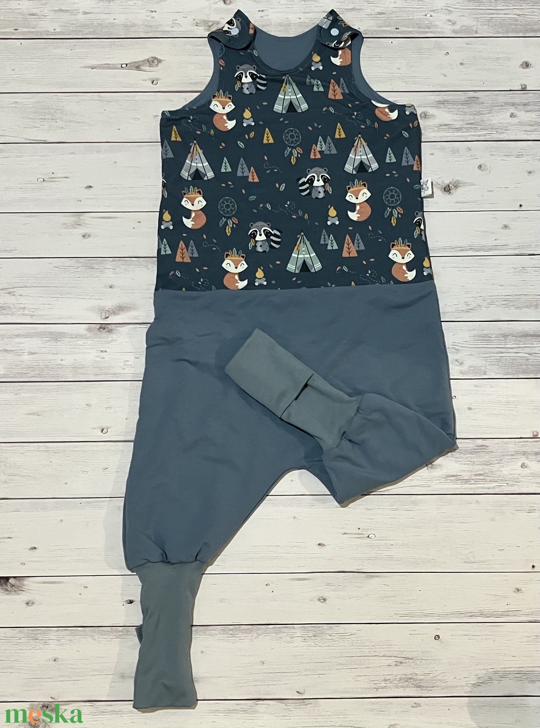 Kamáslis tipegő hálózsák - Átmeneti vastagság - 104/110 méret - Rókás minta -  - Meska.hu