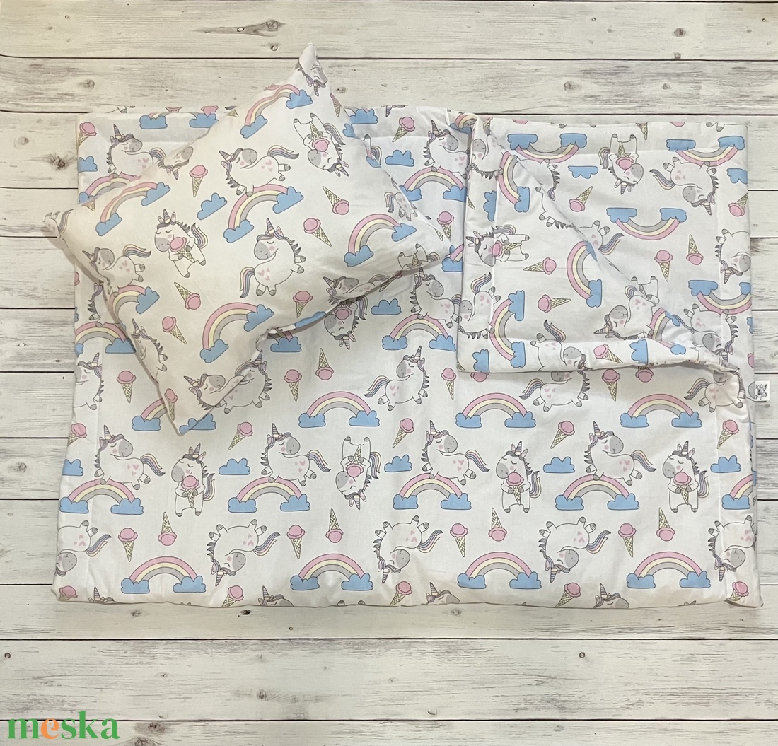 Unikornis és fagyi mintás ovis vagy kisgyermek ágynemű + ovizsák tornazsák szett + derékalj - játék & sport - ovis felszerelés - ovis szett - Meska.hu