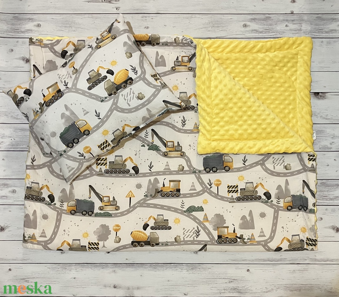 Munkagép / markoló mintás ovis vagy kisgyermek ágynemű szett (minkys) + ovizsák tornazsák szett + derékalj - játék & sport - ovis felszerelés - ovis szett - Meska.hu