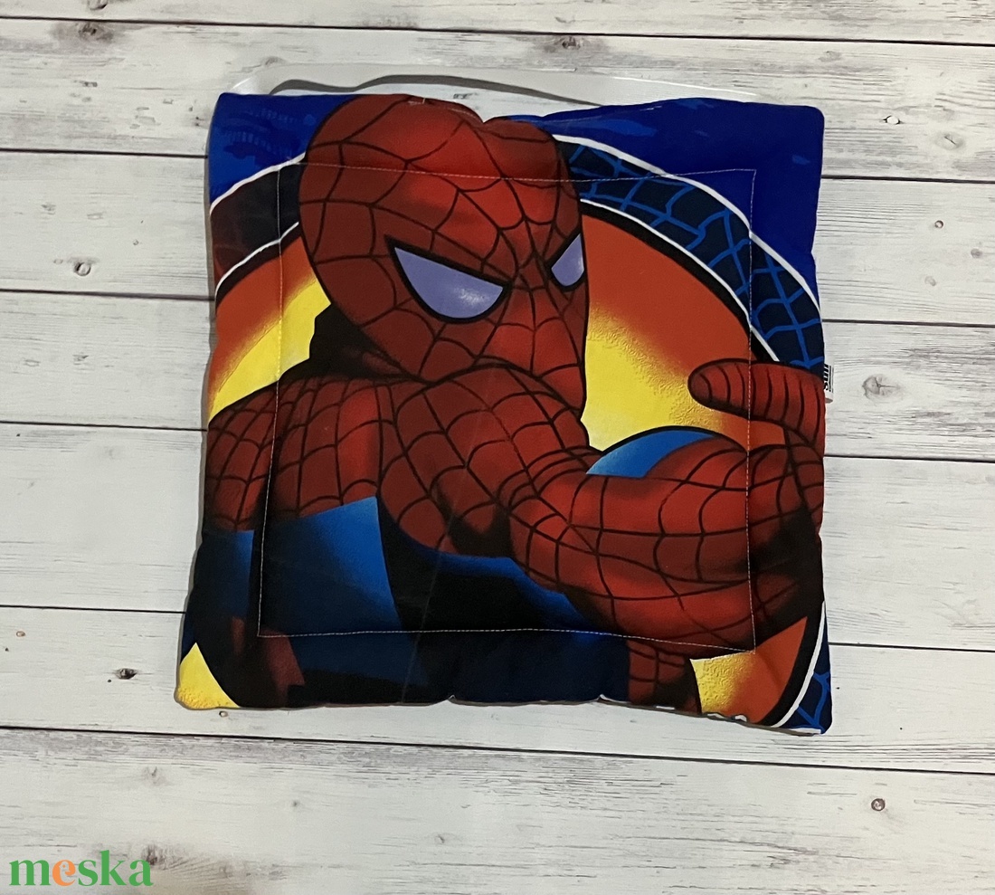 Székpárna iskolába - pókember minta - otthon & életmód - lakástextil - székpárna, huzat - Meska.hu