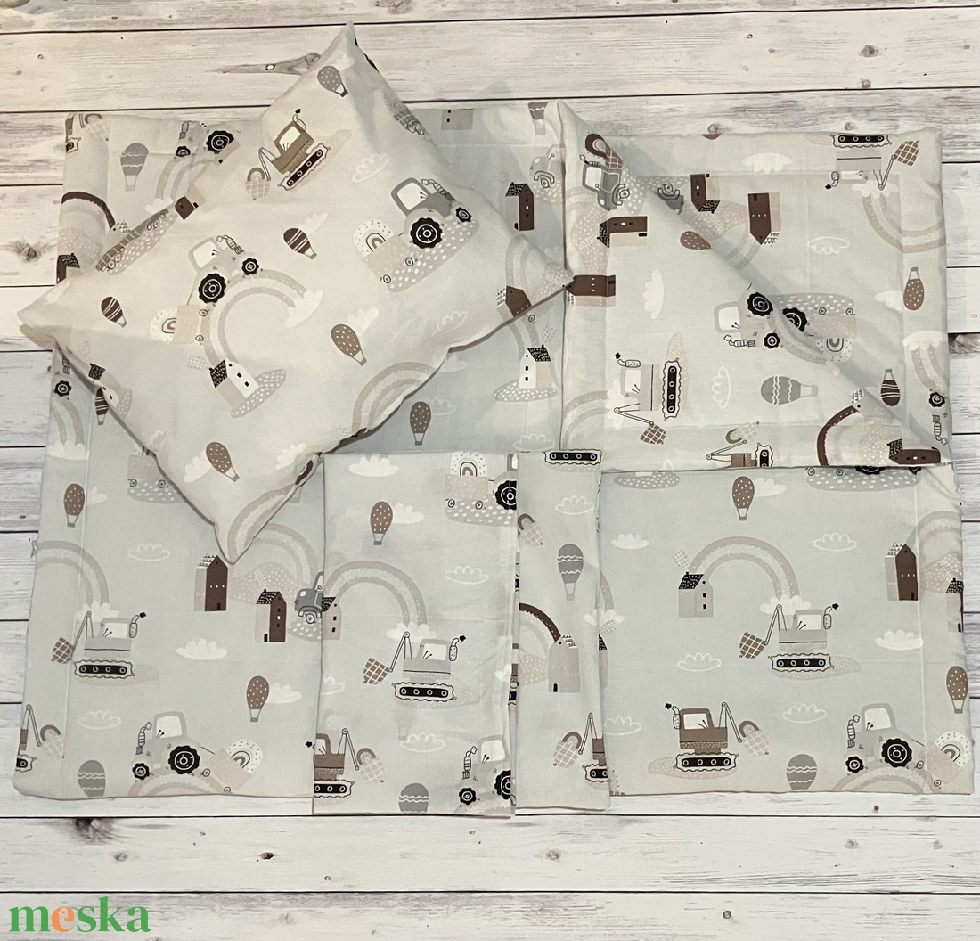 Munkagépes ovis vagy kisgyermek ágynemű szett + ovizsák tornazsák szett + derékalj  - játék & sport - ovis felszerelés - ovis szett - Meska.hu