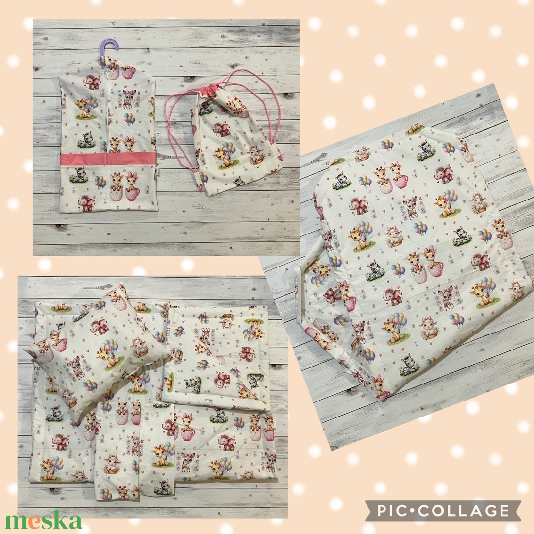 Állatos ovis vagy kisgyermek ágynemű szett + ovizsák tornazsák szett + derékalj  - játék & sport - ovis felszerelés - ovis szett - Meska.hu