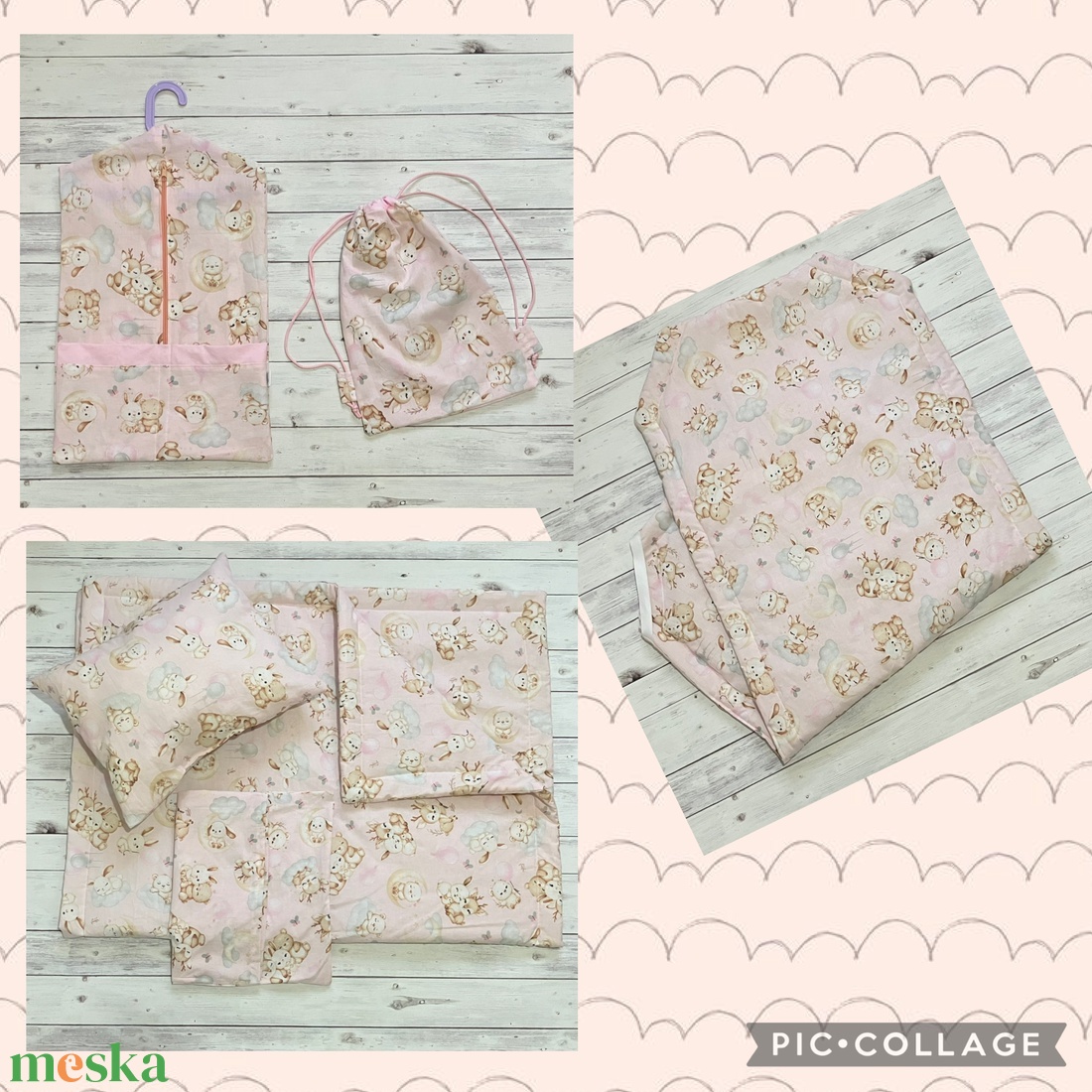 Állatos ovis vagy kisgyermek ágynemű szett + ovizsák tornazsák szett + derékalj  - játék & sport - ovis felszerelés - ovis szett - Meska.hu