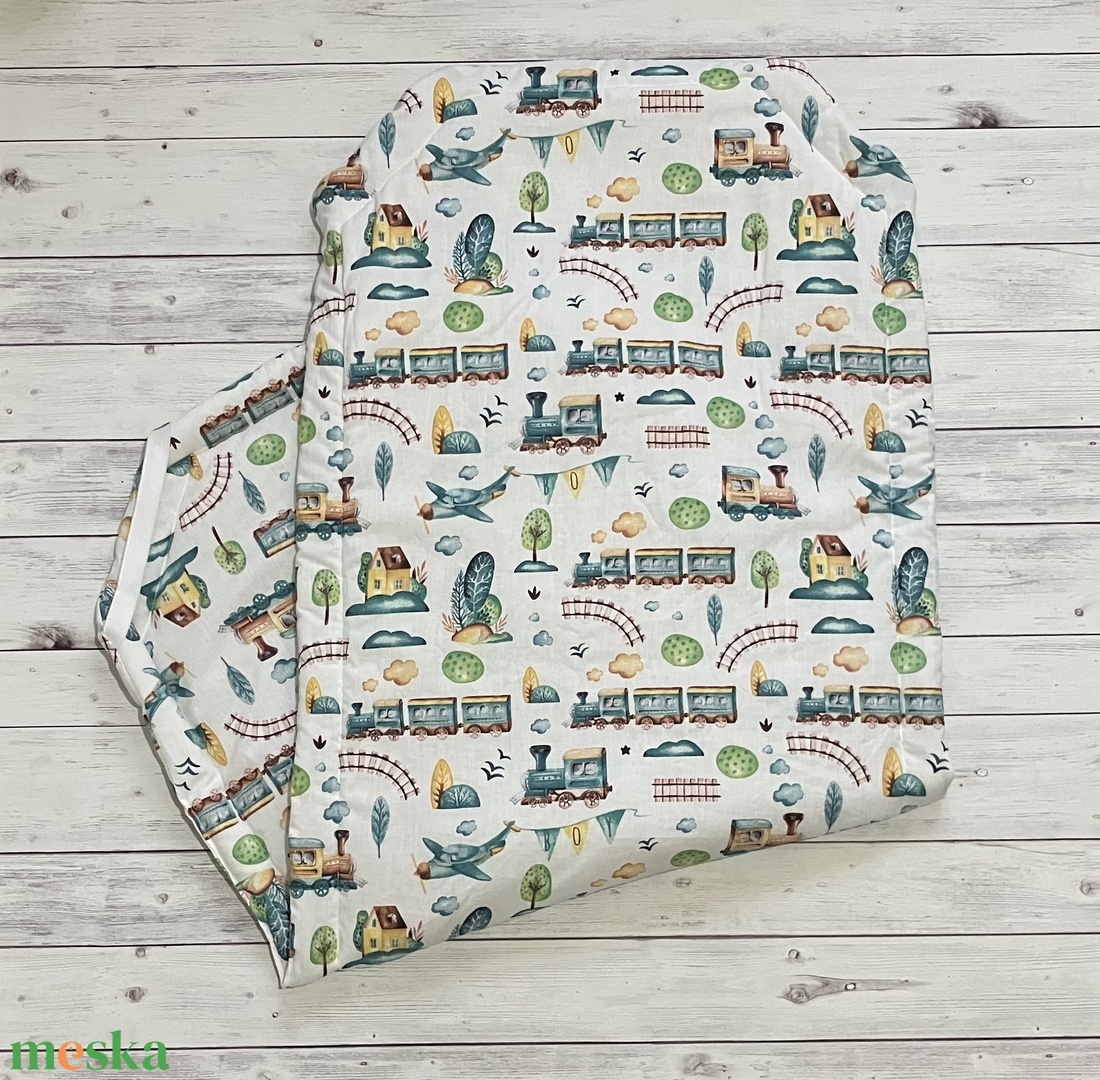 Vonatos ovis vagy kisgyermek ágynemű szett + ovizsák tornazsák szett + derékalj  - játék & sport - ovis felszerelés - ovis szett - Meska.hu