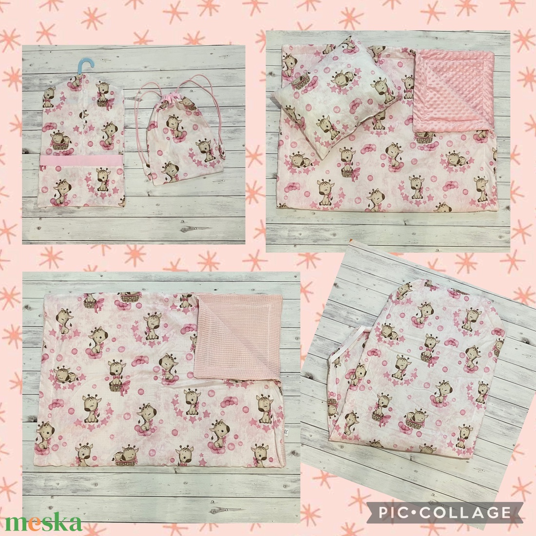 Zsiráfos ovis vagy kisgyermek ágynemű (2 db) + ovizsák tornazsák szett + derékalj - játék & sport - ovis felszerelés - ovis szett - Meska.hu