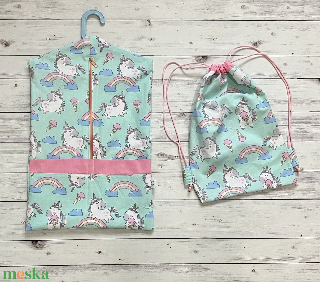Unikornis mintás ovizsák és tornazsák szett - szürke - játék & sport - ovis felszerelés - ovis szett - Meska.hu