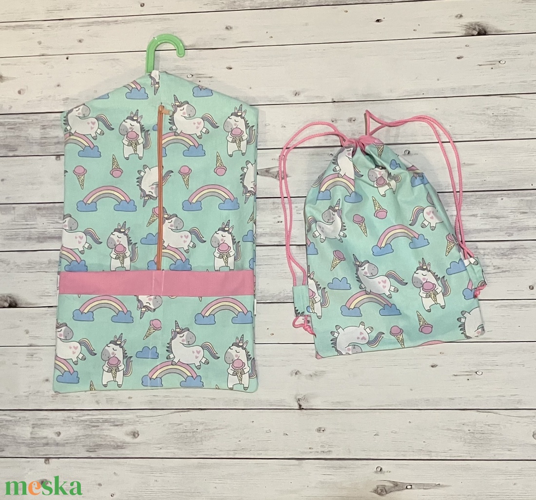 Unikornis és fagyi mintás ovis vagy kisgyermek ágynemű szett + ovizsák tornazsák szett + derékalj  - játék & sport - ovis felszerelés - ovis szett - Meska.hu