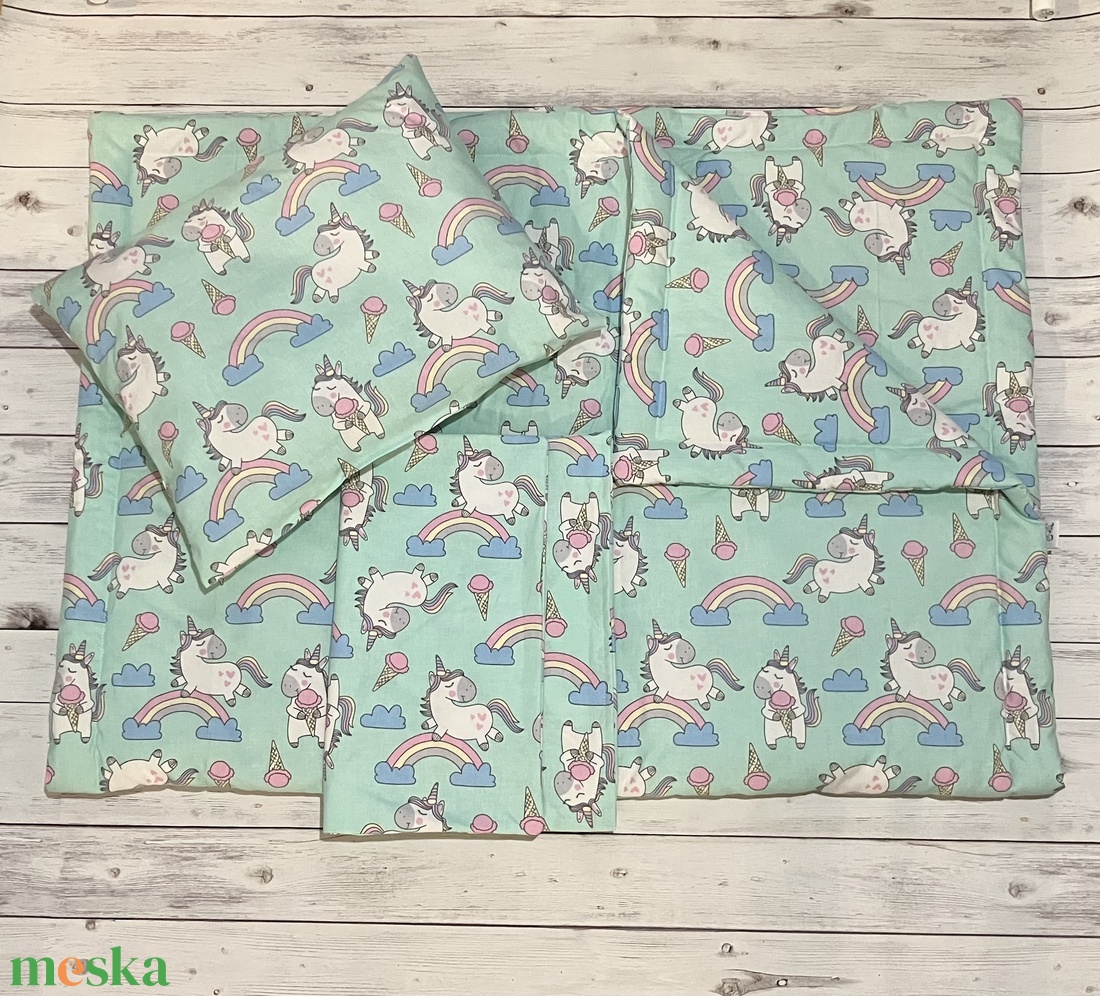 Unikornis és fagyi mintás ovis vagy kisgyermek ágynemű szett + ovizsák tornazsák szett + derékalj  - játék & sport - ovis felszerelés - ovis szett - Meska.hu