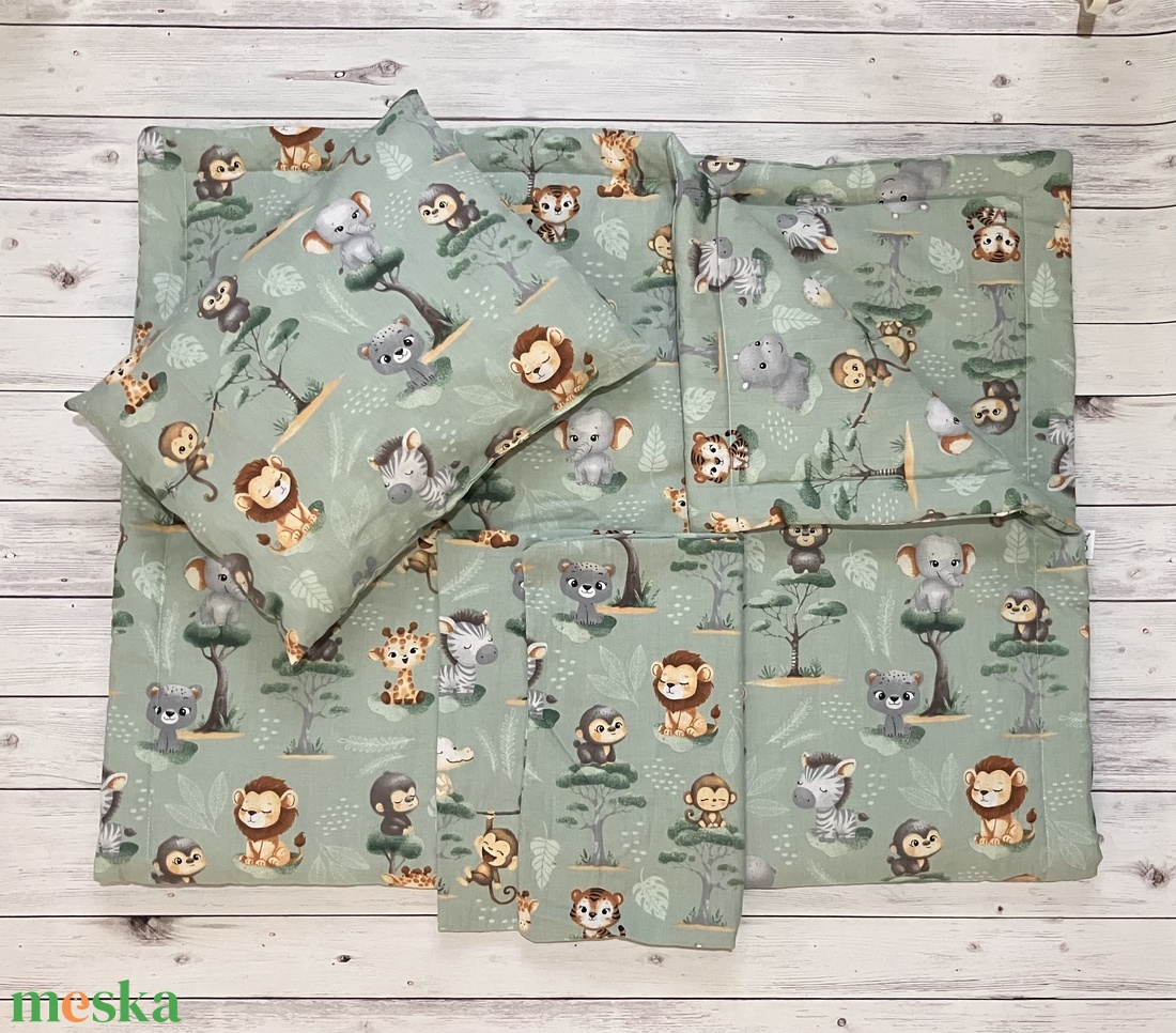 Safari mintás ovis vagy kisgyermek ágynemű szett + ovizsák tornazsák szett + derékalj  - játék & sport - ovis felszerelés - ovis szett - Meska.hu