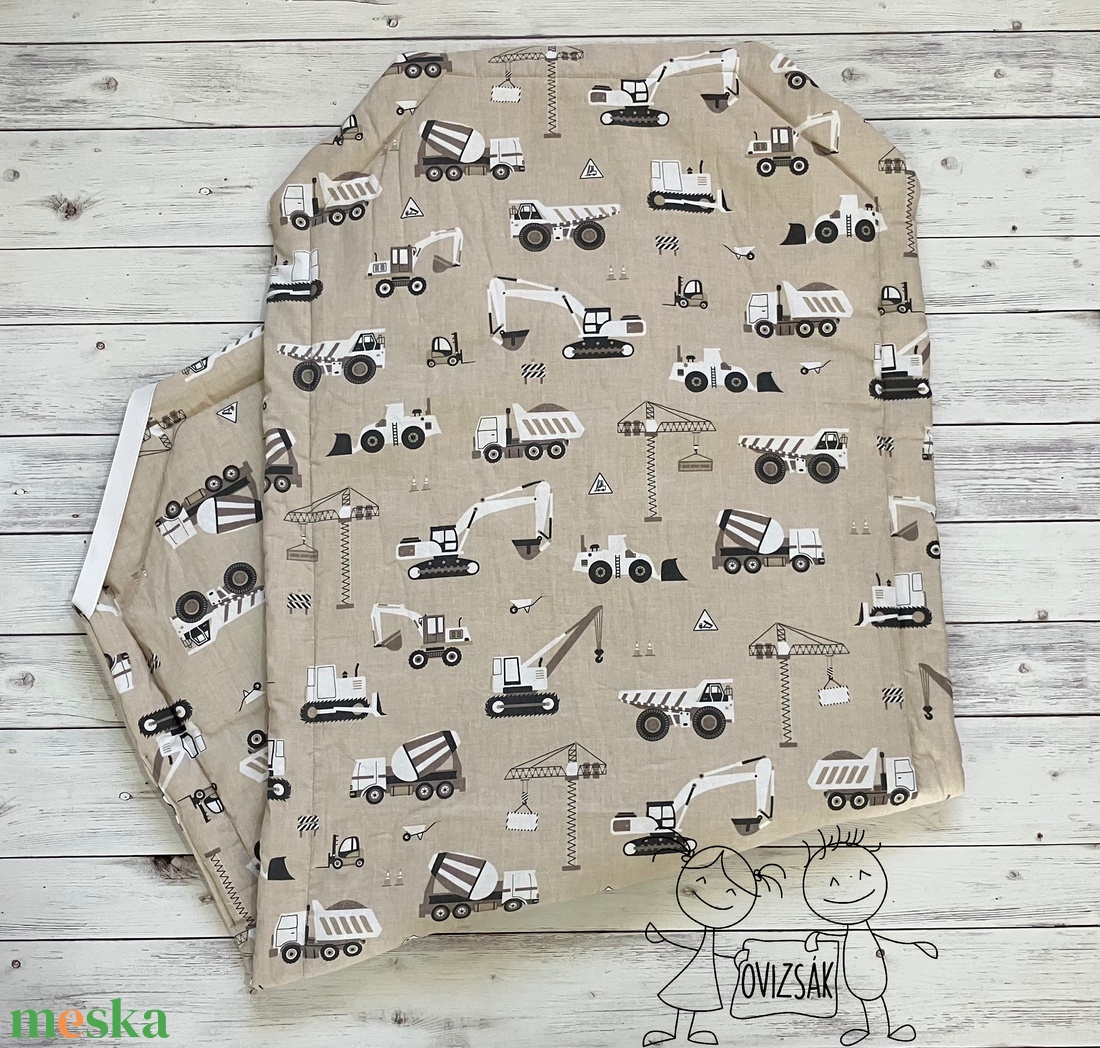 Munkagépes ovis vagy kisgyermek ágynemű szett + ovizsák tornazsák szett + derékalj  - játék & sport - ovis felszerelés - ovis szett - Meska.hu