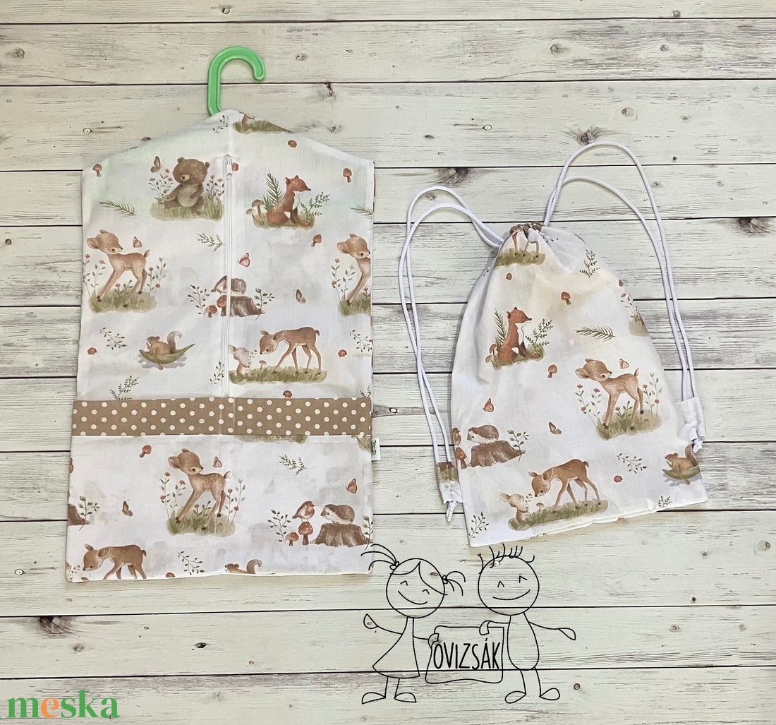 Erdei állatos ovis vagy kisgyermek ágynemű szett + ovizsák tornazsák szett + derékalj  - játék & sport - ovis felszerelés - ovis szett - Meska.hu