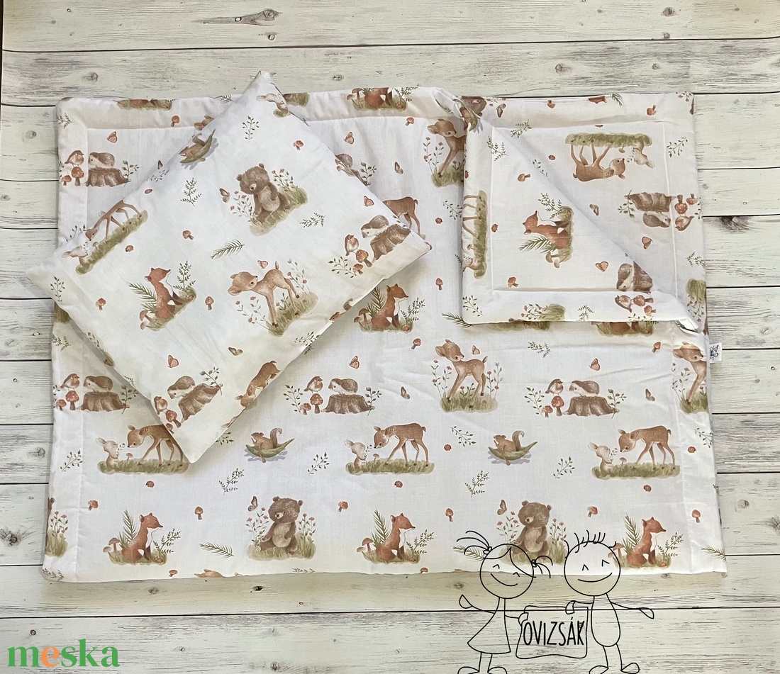 Erdei állatos ovis vagy kisgyermek ágynemű szett + ovizsák tornazsák szett + derékalj  - játék & sport - ovis felszerelés - ovis szett - Meska.hu