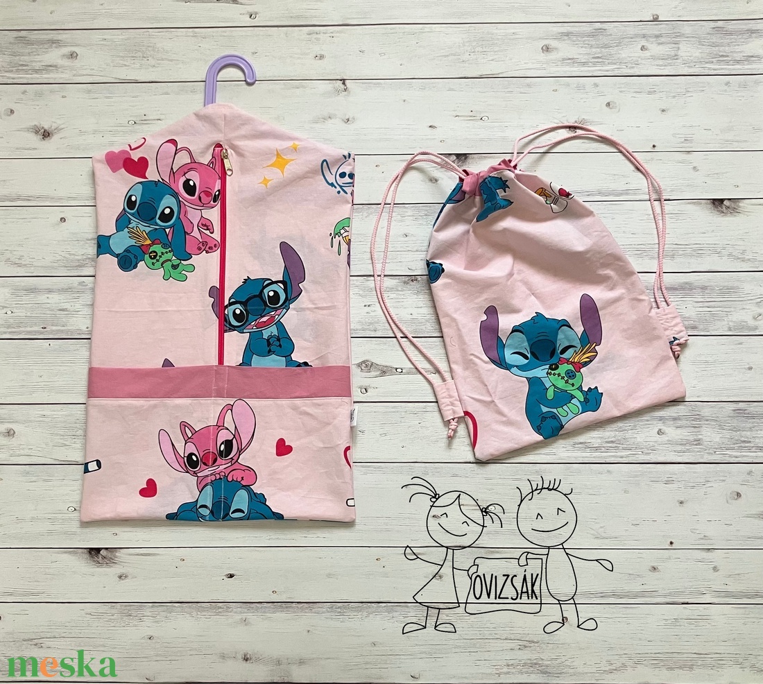 Stitch mintás ovis vagy kisgyermek ágynemű szett + ovizsák tornazsák szett + derékalj  - játék & sport - ovis felszerelés - ovis szett - Meska.hu