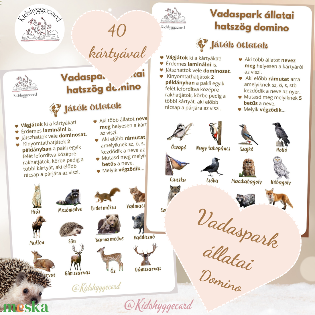 Domino Vadaspark Erdei állatok - játék & sport - készségfejlesztő és logikai játék - memória játékok - Meska.hu Domino Vadaspark Erdei állatok - játék & sport - készségfejlesztő és logikai játék - memória játékok - Meska.hu