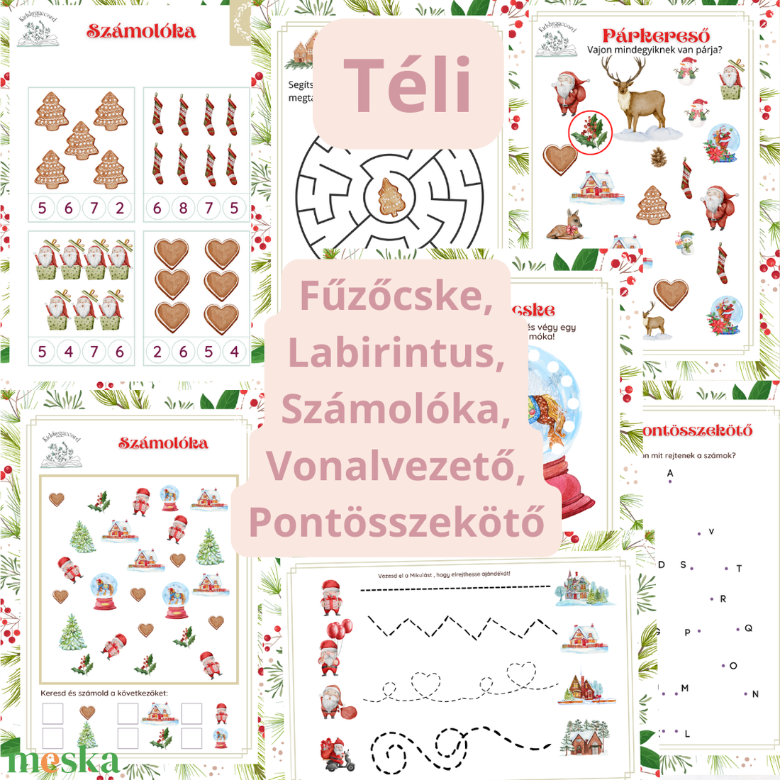 KCS 1 Téli Karácsonyi Számolóka, fűzőcske, Labirintus, Pontösszekötő, Vonalvezető - karácsony - mikulás - mikulás ajándékok - Meska.hu KCS 1 Téli Karácsonyi Számolóka, fűzőcske, Labirintus, Pontösszekötő, Vonalvezető - karácsony - mikulás - mikulás ajándékok - Meska.hu