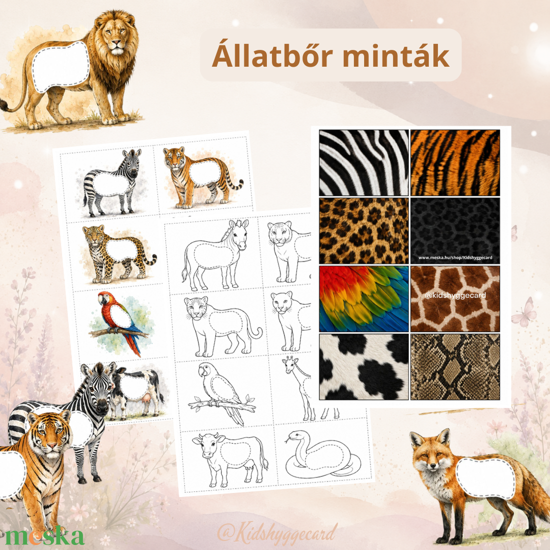 Állatbőrök mini játék 16 állat 6 oldal - játék & sport - készségfejlesztő és logikai játék - memória játékok - Meska.hu