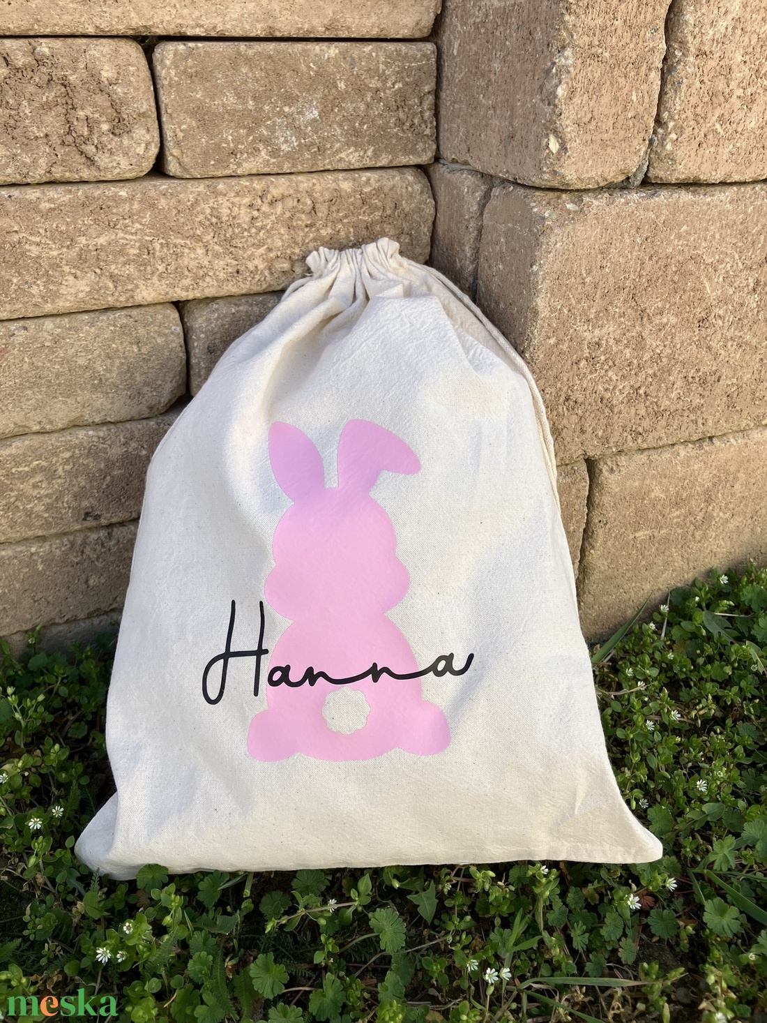 Névre szóló húsvéti vászonzsák - ünnepi díszek, dekorációk - húsvéti díszek és dekorációk - húsvéti ajándékátadó - Meska.hu