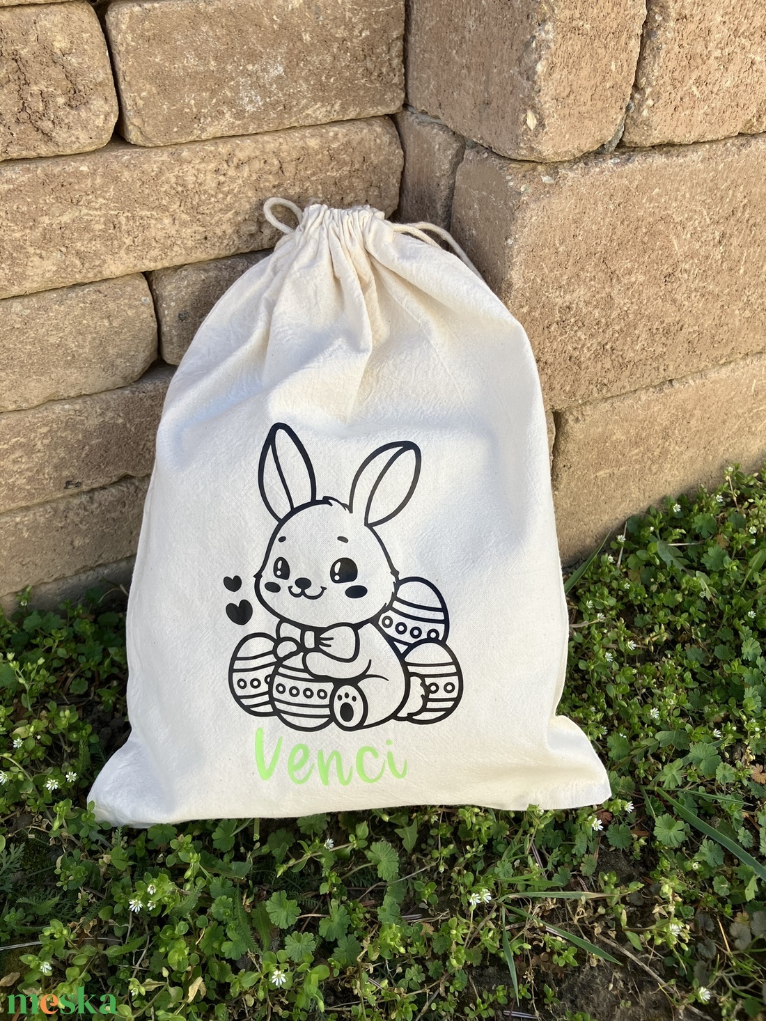 Névre szóló húsvéti vászonzsák - ünnepi díszek, dekorációk - húsvéti díszek és dekorációk - húsvéti ajándékátadó - Meska.hu