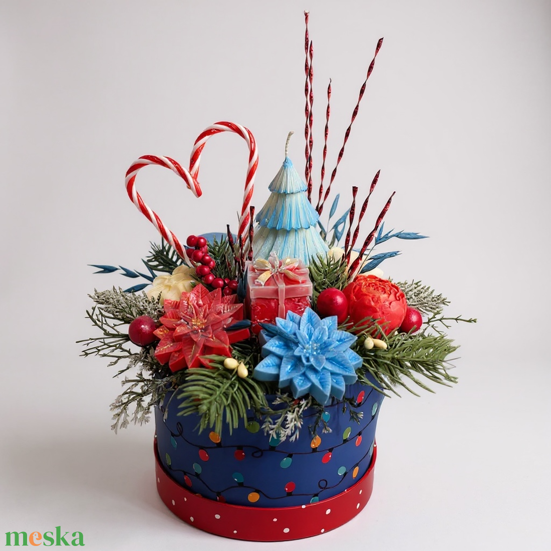 Színes adventi gyertyacsokor - karácsony - adventi díszek - adventi gyertyadíszek és koszorúdíszek - Meska.hu