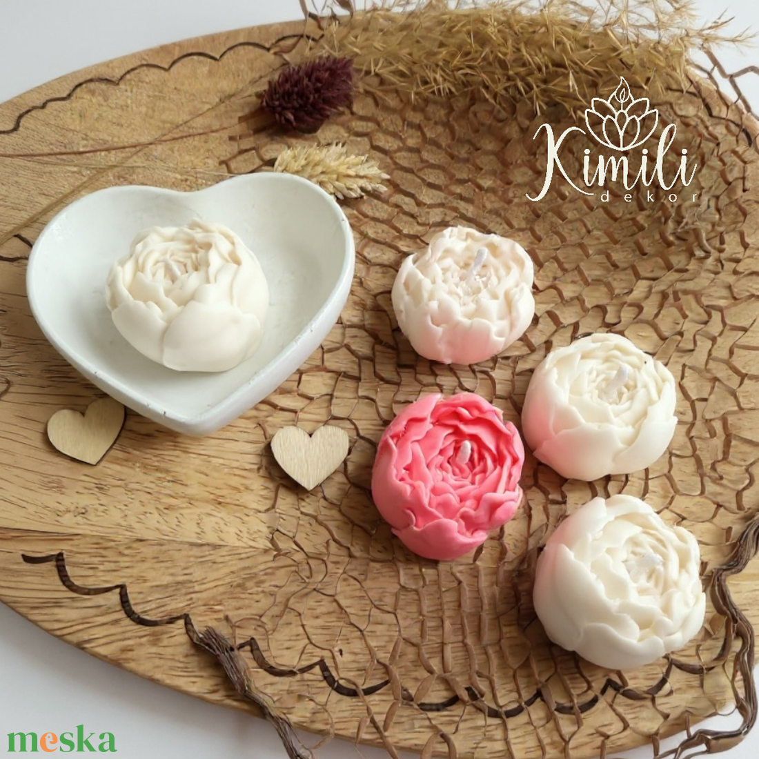 Pici Bazsarózsa (peony) gyertyák - otthon & életmód - gyertya, illat, aroma - gyertya - Meska.hu