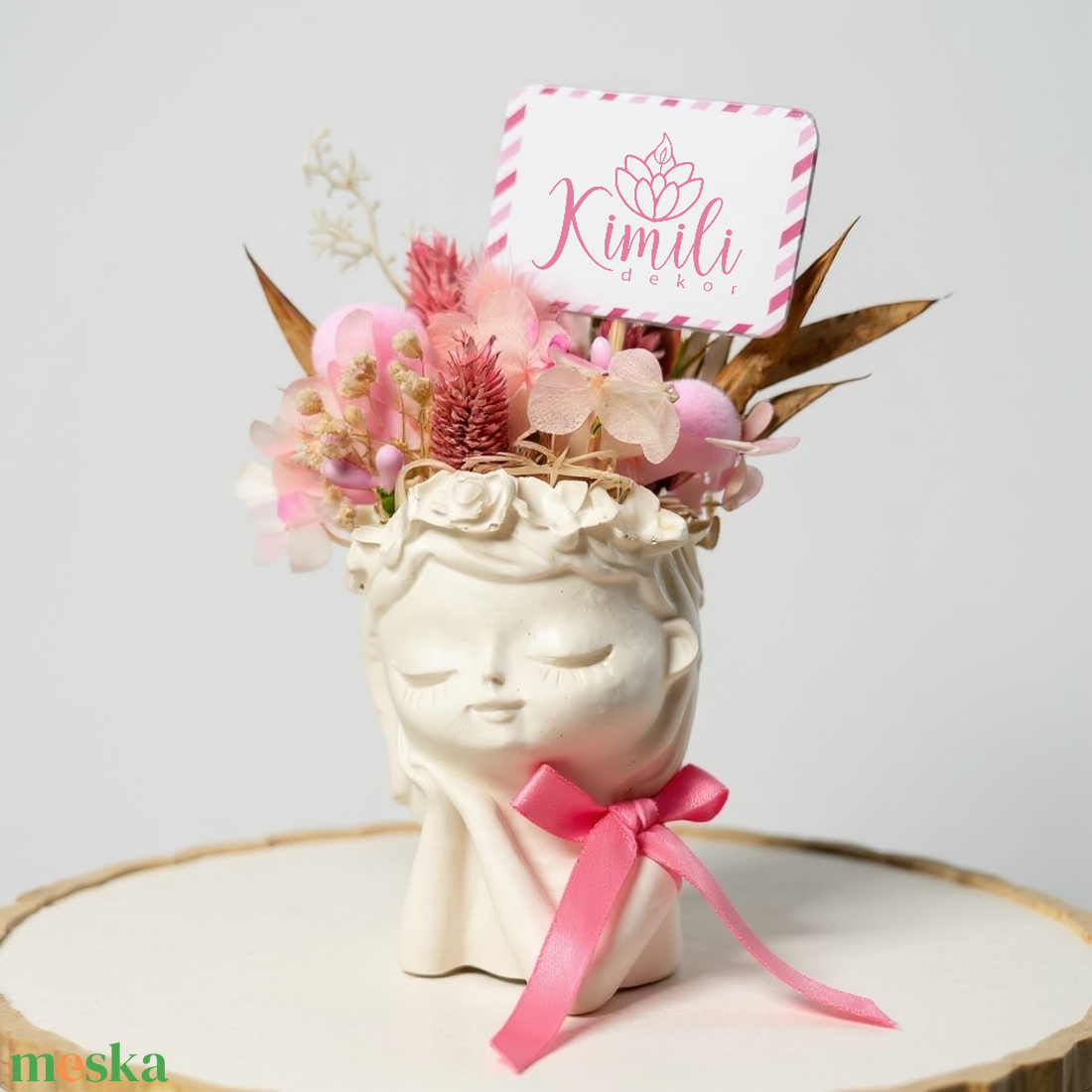 Szárazdísz kislány kaspóban - otthon & életmód - dekoráció - asztal és polc dekoráció - asztaldísz - Meska.hu