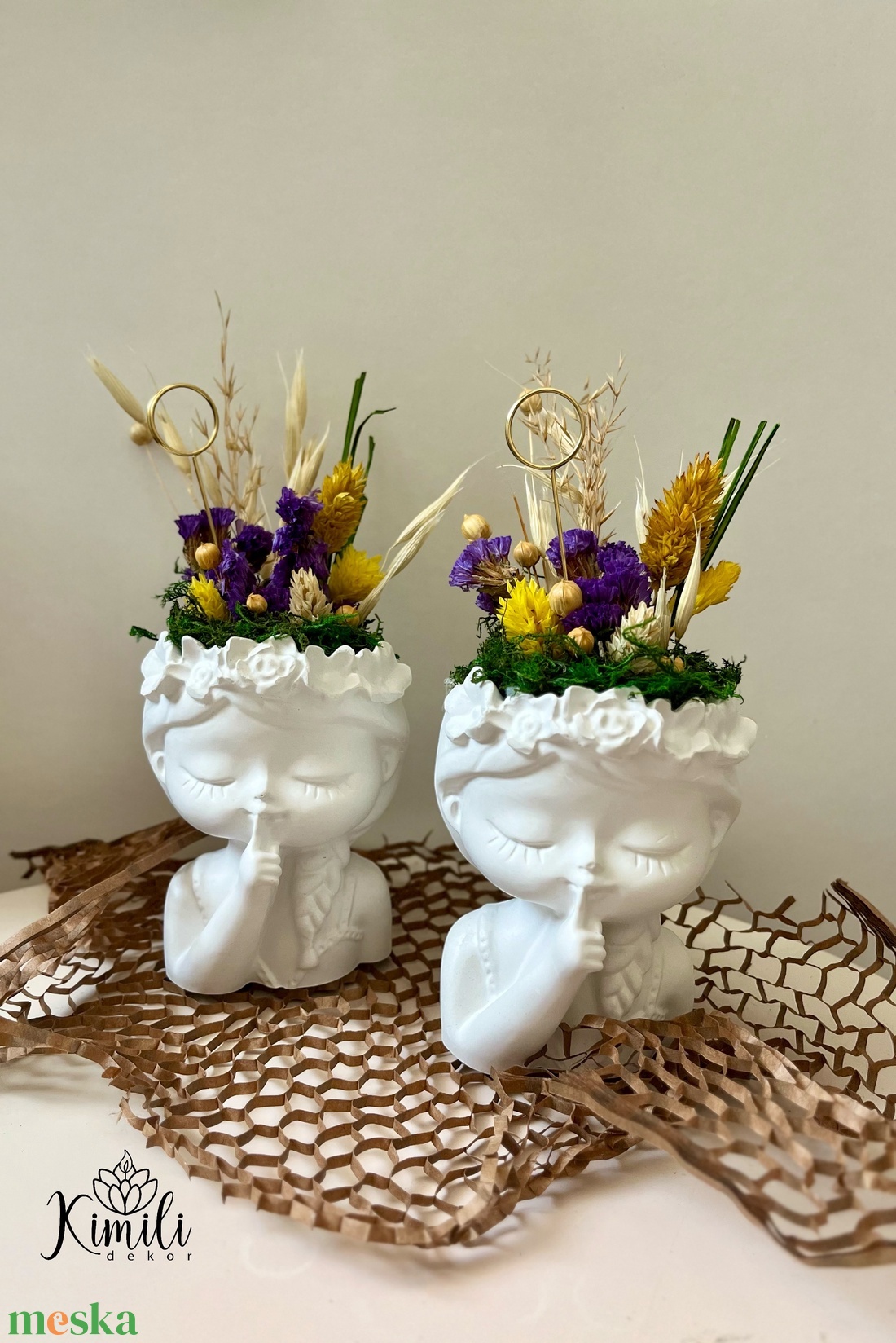 Szárazdísz kislány kaspóban - otthon & életmód - dekoráció - asztal és polc dekoráció - asztaldísz - Meska.hu