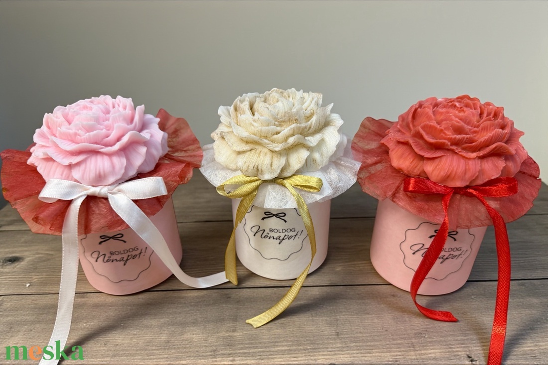 Nőnapi mini virágbox - otthon & életmód - gyertya, illat, aroma - illatviasz - Meska.hu