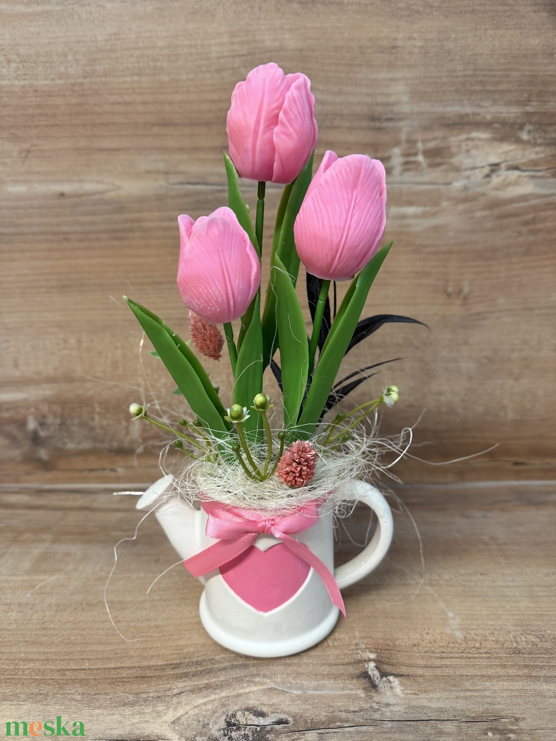Tulipános kiskanna - otthon & életmód - virágdekoráció - virágdíszek - asztali virágdísz - Meska.hu