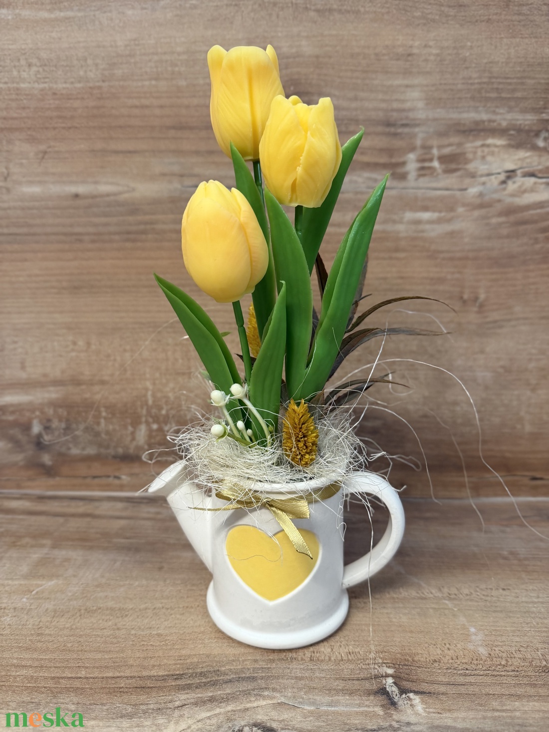 Tulipános kiskanna - otthon & életmód - virágdekoráció - virágdíszek - asztali virágdísz - Meska.hu