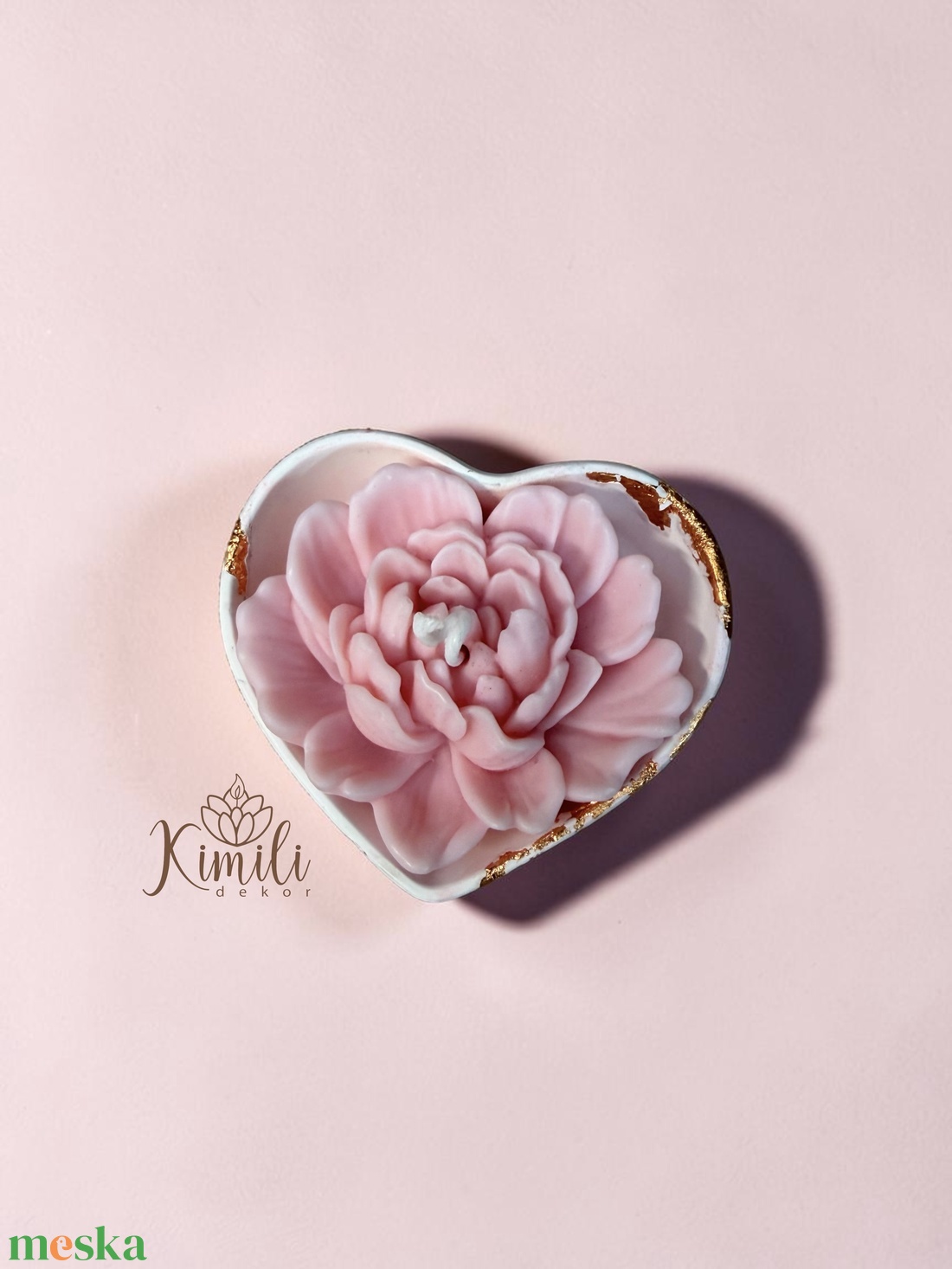 Illatgyertya + szív tálka - otthon & életmód - dekoráció - asztal és polc dekoráció - dekorációs tál, tartó - Meska.hu